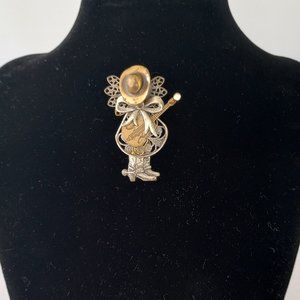 Vintage Singing Angel  Cowgirl with Guitar Pin